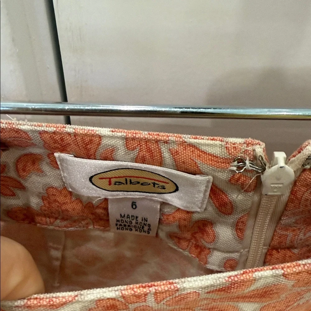 Talbots Orange and White Floral Skirt - Picture 2 of 10